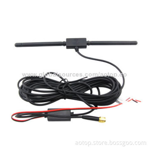 Car Active Film Antenna for Digital TV Boxes with VHF/UHF, Brass Connector